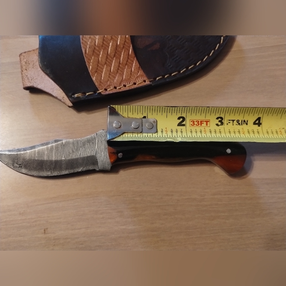 New Men's Damascus Steel Blade Hunting Knife With Sheath - Picture 8 of 8